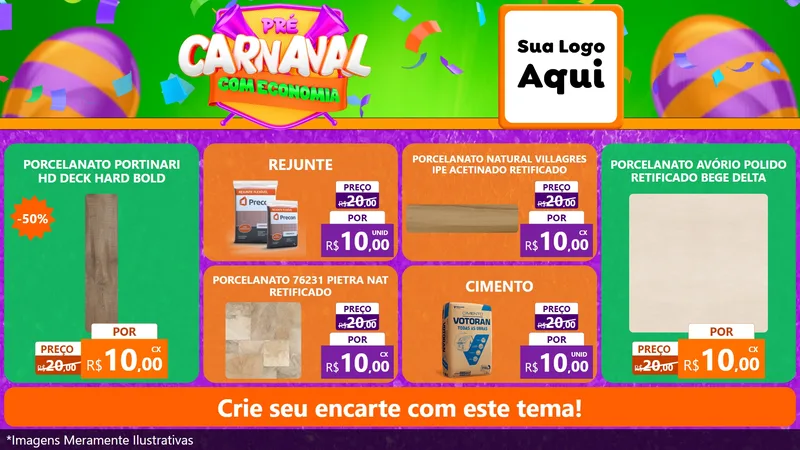 Modelo de TV para TV Horizontal com o tema Pré-Carnaval Com Economia para Pisos e revestimentos