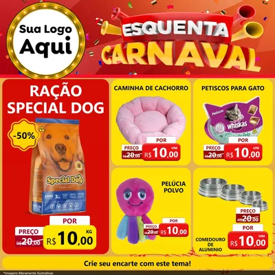 Modelo de Rede Social para Feed Facebook com o tema Esquenta Carnaval para Pet Shop