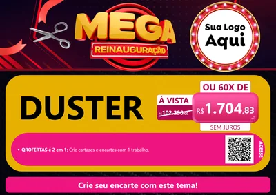 Modelo de Cartaz para Cartaz A4 Horizontal com o tema Mega Reinauguração para Concessionaria de Carros