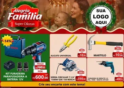 Modelo de Encarte para Encarte A4 Horizontal com o tema Alegria Em Família - Super Ofertas para Maquinas e Ferramentas