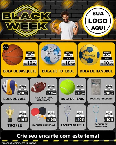 Modelo de Rede Social para Feed Instagram com o tema Black Week para Artigos Esportivos