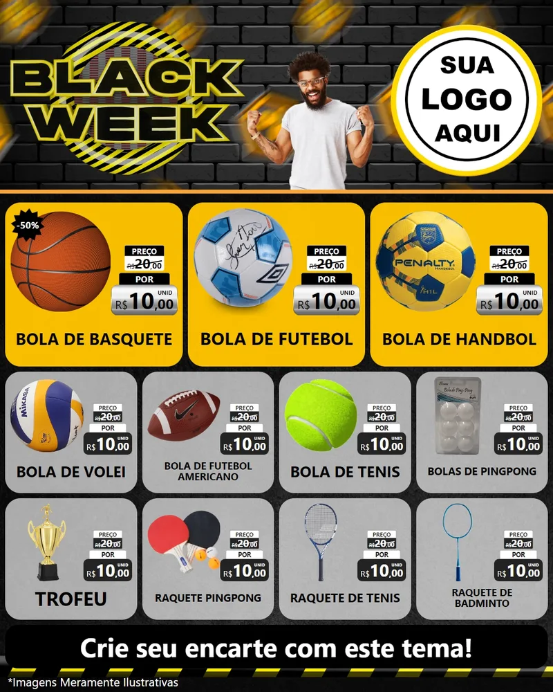 Modelo de Rede Social para Feed Instagram com o tema Black Week para Artigos Esportivos