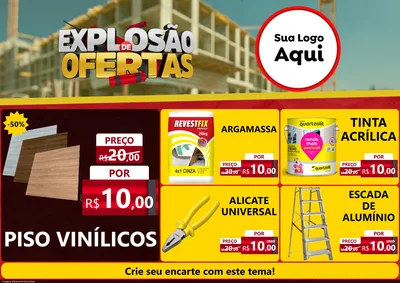 Modelo de Encarte para Encarte A4 Horizontal com o tema Explosão de Ofertas - Construção para Material para Construção