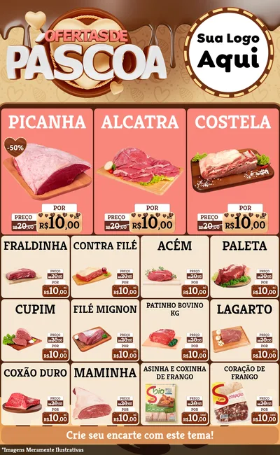 Modelo de Encarte para Encarte Grande com o tema Ofertas de Páscoa para Açougue