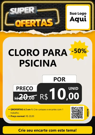 Modelo de Cartaz para Cartaz A4 Vertical com o tema Super Ofertas para Produtos para Piscina