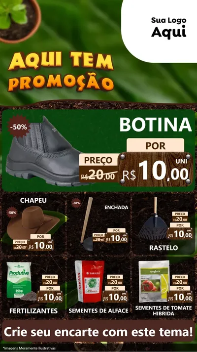 Modelo de Rede Social para Stories com o tema Aqui tem Promoção para Agropecuária