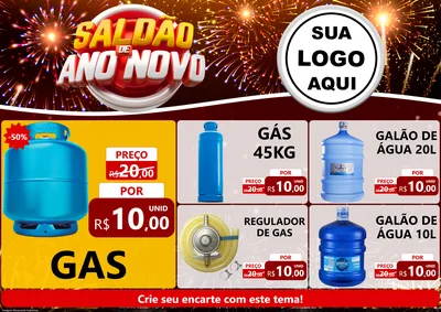Modelo de Encarte para Encarte A4 Horizontal com o tema Saldão de Ano Novo para Água e gás