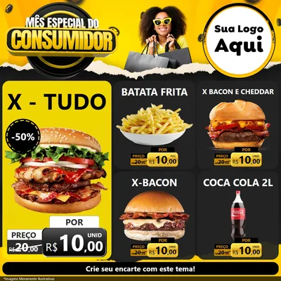 Modelo de Rede Social para Feed Facebook com o tema Mês Especial do Consumidor para Hamburgueria