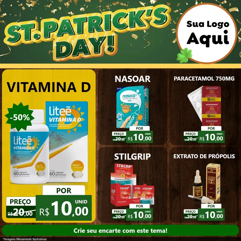Modelo de Rede Social para Feed Facebook com o tema St Patriks Day para Farmácia