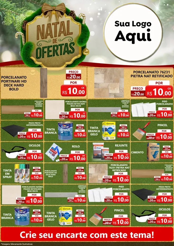 Modelo de Encarte para Encarte A4 Vertical com o tema Ofertas de Natal para Pisos e revestimentos