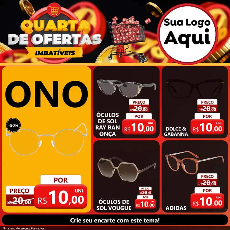Modelo de Rede Social para Feed Facebook com o tema Quarta de Ofertas Imbatíveis para Óticas