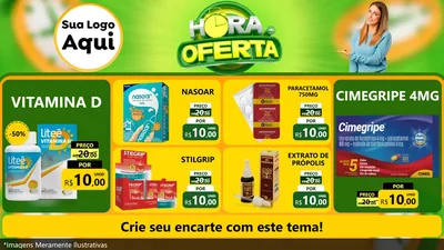 Modelo de TV para TV Horizontal com o tema Hora da Oferta para Farmácia