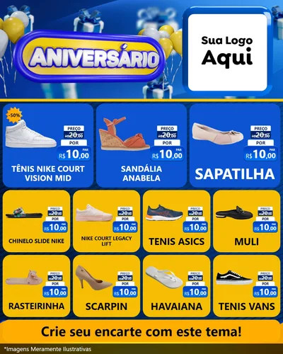 Modelo de Rede Social para Feed Instagram com o tema Aniversário para Calçados