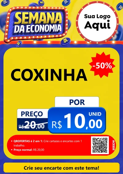 Modelo de Cartaz para Cartaz A4 Vertical com o tema Semana da Economia para Salgadaria
