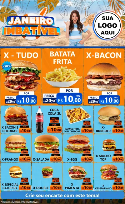 Modelo de Encarte para Encarte Grande com o tema Janeiro Imbatível para Hamburgueria
