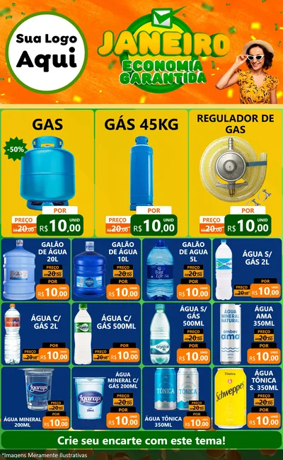 Modelo de Encarte para Encarte Grande com o tema Janeiro - Economia Garantida para Água e gás