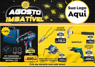 Modelo de Encarte para Encarte A4 Horizontal com o tema Agosto Imbatível para Maquinas e Ferramentas