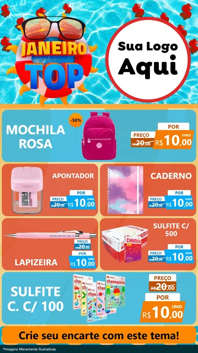 Modelo de TV para TV Vertical com o tema Janeiro Top para Papelaria