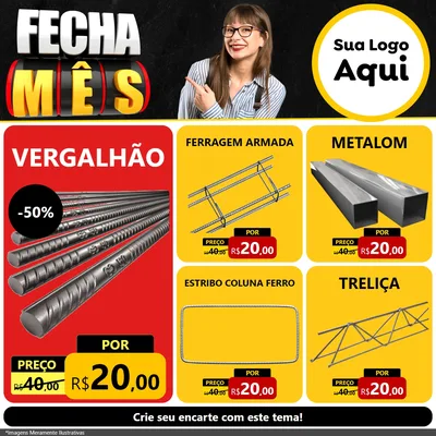 Modelo de Rede Social para Feed Facebook com o tema Fecha Mês para Ferragens