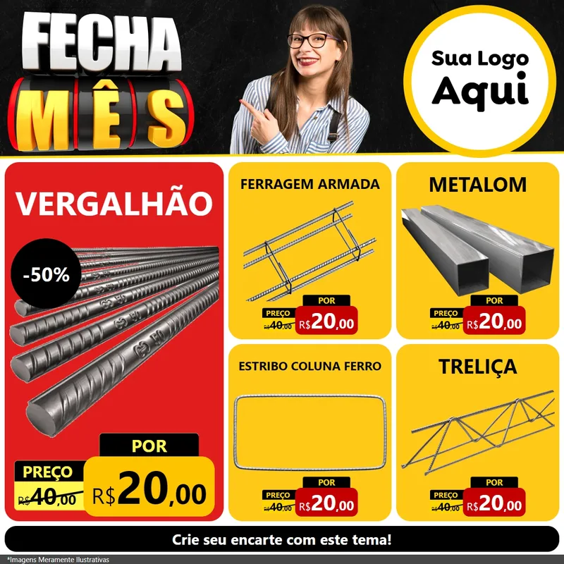 Modelo de Rede Social para Feed Facebook com o tema Fecha Mês para Ferragens