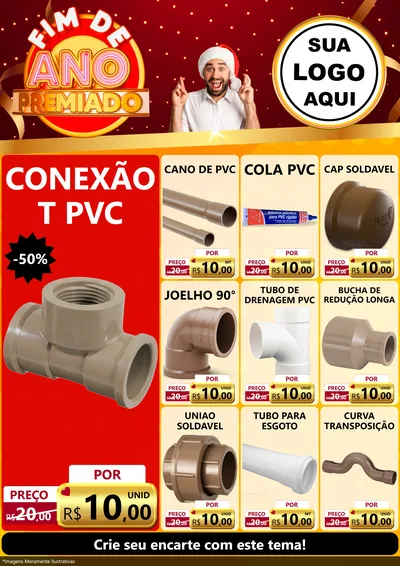 Modelo de Encarte para Encarte A4 Vertical com o tema Fim de Ano Premiado para Tubos e conexões
