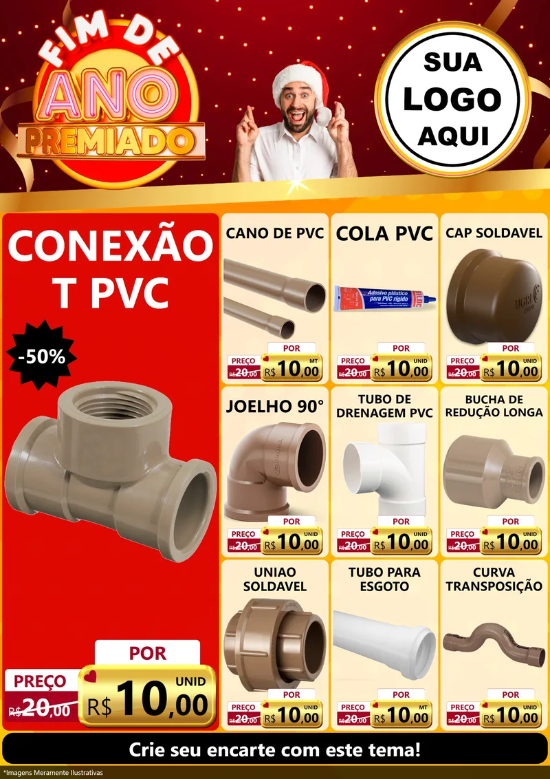 Modelo de Encarte para Encarte A4 Vertical com o tema Fim de Ano Premiado para Tubos e conexões