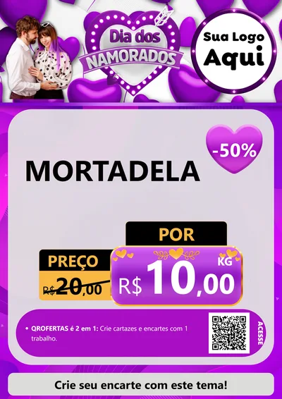 Modelo de Cartaz para Cartaz A4 Vertical com o tema Dia dos Namorados para Frios e Laticínios
