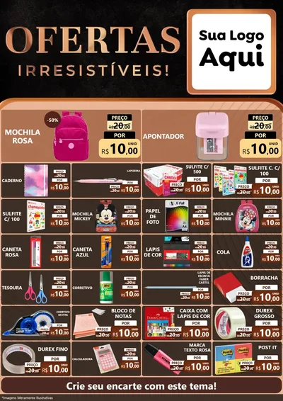 Modelo de Encarte para Encarte A4 Vertical com o tema Ofertas Irresistíveis! para Papelaria