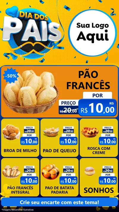 Modelo de Rede Social para Stories com o tema Dia dos Pais para Padaria