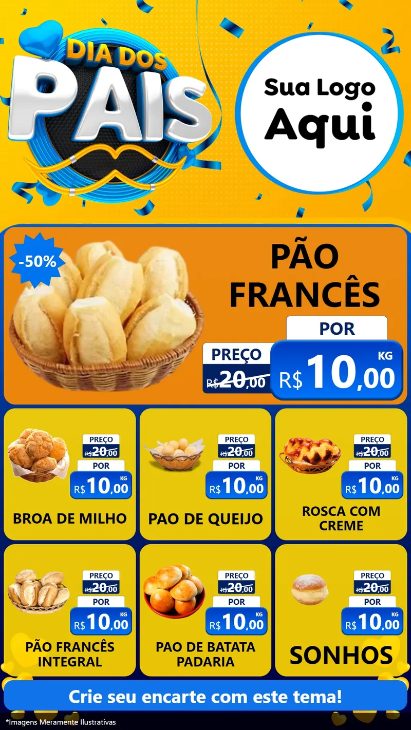 Modelo de Rede Social para Stories com o tema Dia dos Pais para Padaria