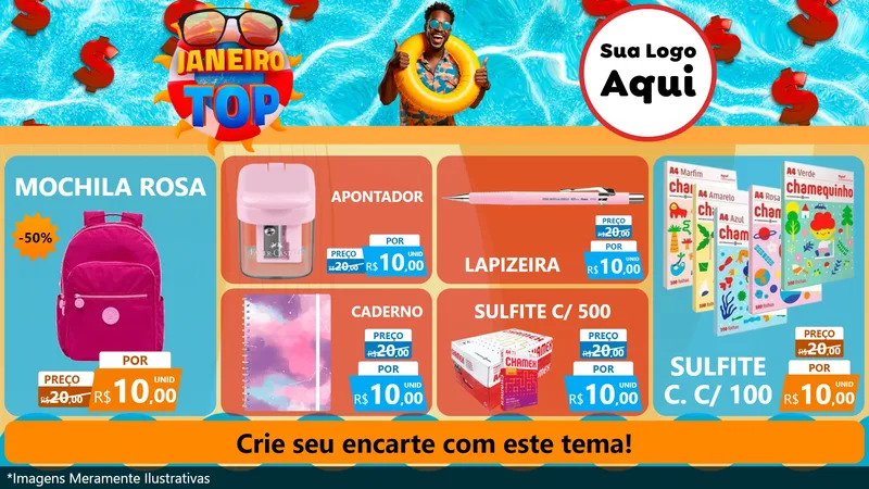 Modelo de TV para TV Horizontal com o tema Janeiro Top para Papelaria