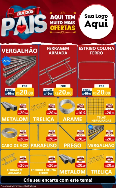Modelo de Encarte para Encarte Grande com o tema Dia dos Pais para Ferragens