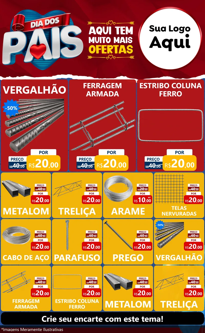 Modelo de Encarte para Encarte Grande com o tema Dia dos Pais para Ferragens