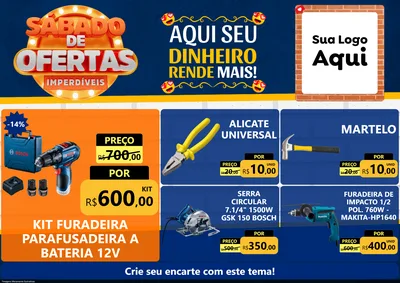Modelo de Encarte para Encarte A4 Horizontal com o tema Sábado de Ofertas Imperdíveis para Maquinas e Ferramentas