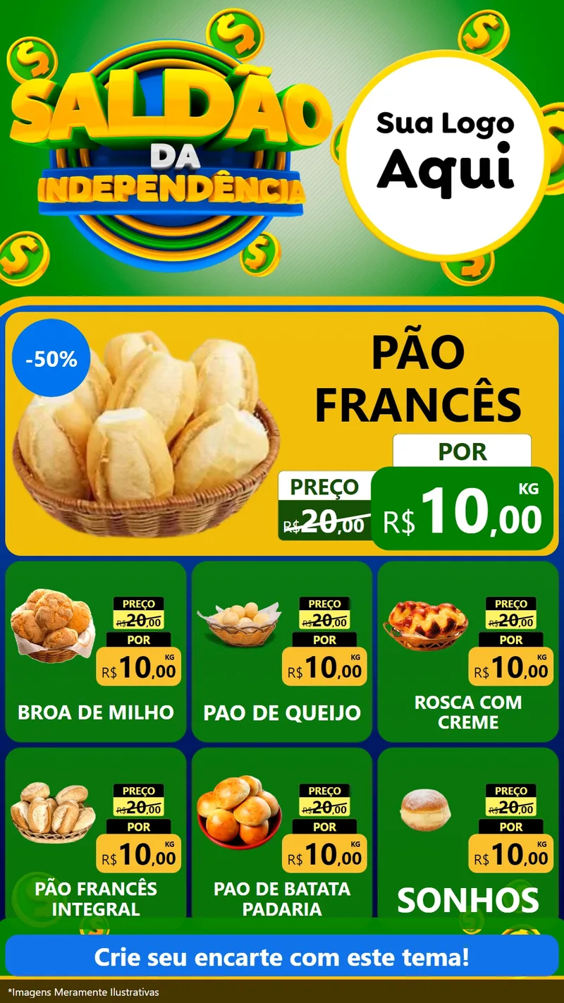Modelo de Rede Social para Stories com o tema Saldão da Indepêndencia para Padaria