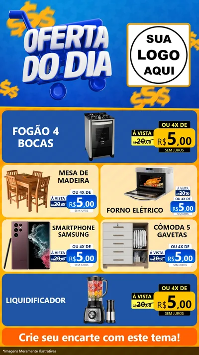 Modelo de TV para TV Vertical com o tema Oferta do Dia para Móveis e Eletro