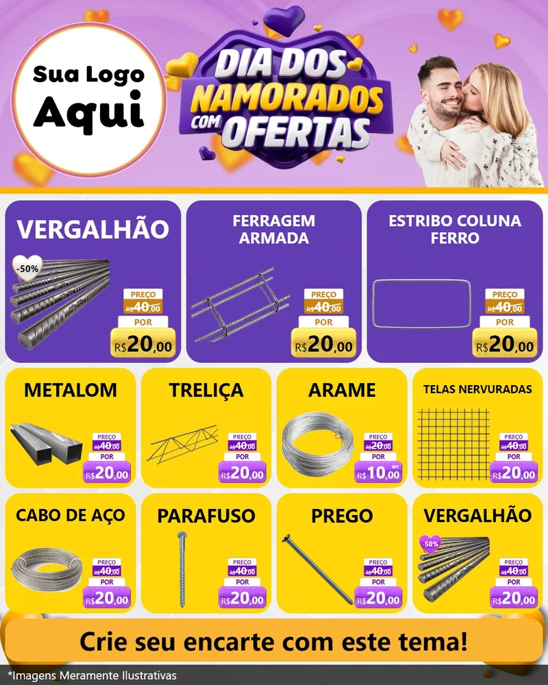 Modelo de Rede Social para Feed Instagram com o tema Dia Dos Namorados Com Ofertas para Ferragens