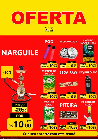 Modelo de Encarte para Encarte A4 Vertical com o tema OFERTA - Vermelho Cartaz para Tabacaria