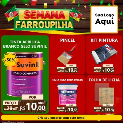 Modelo de Rede Social para Feed Facebook com o tema Semana Farroupilha para Tintas e Ferramentas