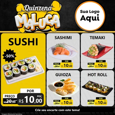 Modelo de Rede Social para Feed Facebook com o tema Quinzena Maluca para Comida japonesa