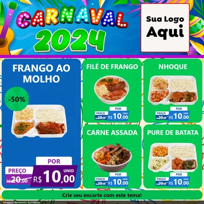 Modelo de Rede Social para Feed Facebook com o tema Carnaval 2027 para Restaurante