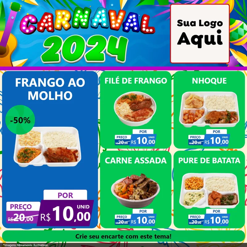 Modelo de Rede Social para Feed Facebook com o tema Carnaval 2027 para Restaurante