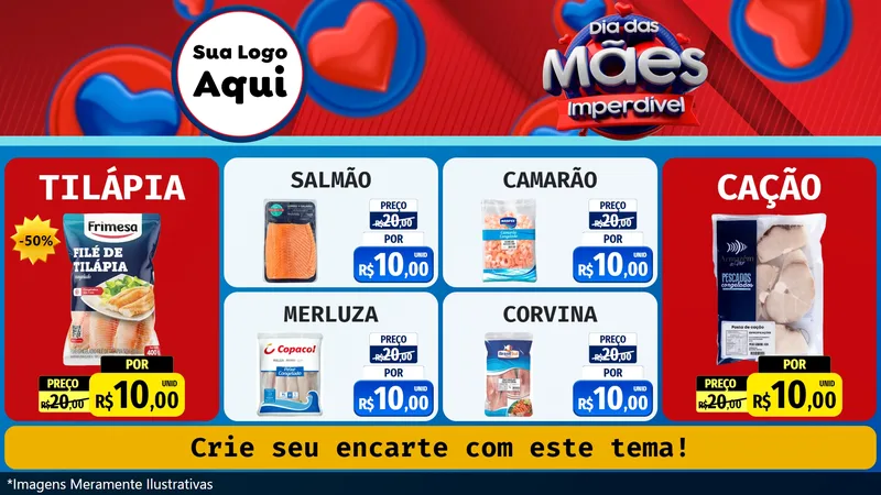 Modelo de TV para TV Horizontal com o tema Dia Das Mães Imperdível para Peixaria