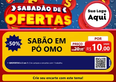 Modelo de Cartaz para Cartaz A4 Horizontal com o tema Sabadão de Ofertas para Produtos de Limpeza