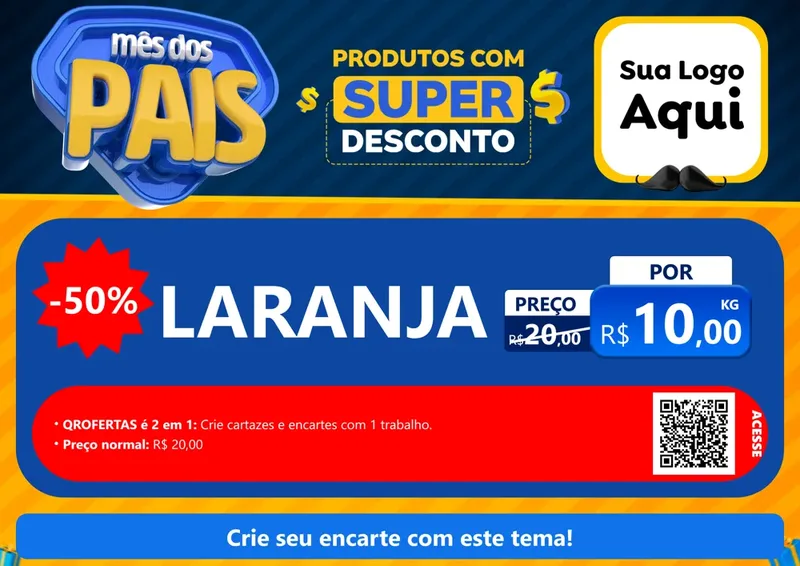 Modelo de Cartaz para Cartaz A4 Horizontal com o tema Mês dos Pais para Hortifrúti