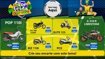 Modelo de TV para TV Horizontal com o tema Na Torcida Com Você - Copa para Concessionaria de Motos
