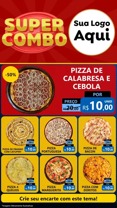 Modelo de Rede Social para Stories com o tema Super Combo para Pizzaria