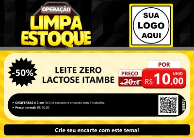 Modelo de Cartaz para Cartaz A4 Horizontal com o tema Operação Limpa Estoque para Frios e Laticínios