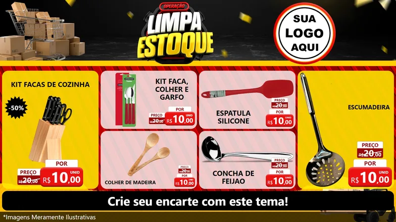 Modelo de TV para TV Horizontal com o tema Operação Limpa Estoque para Utilidades Domésticas