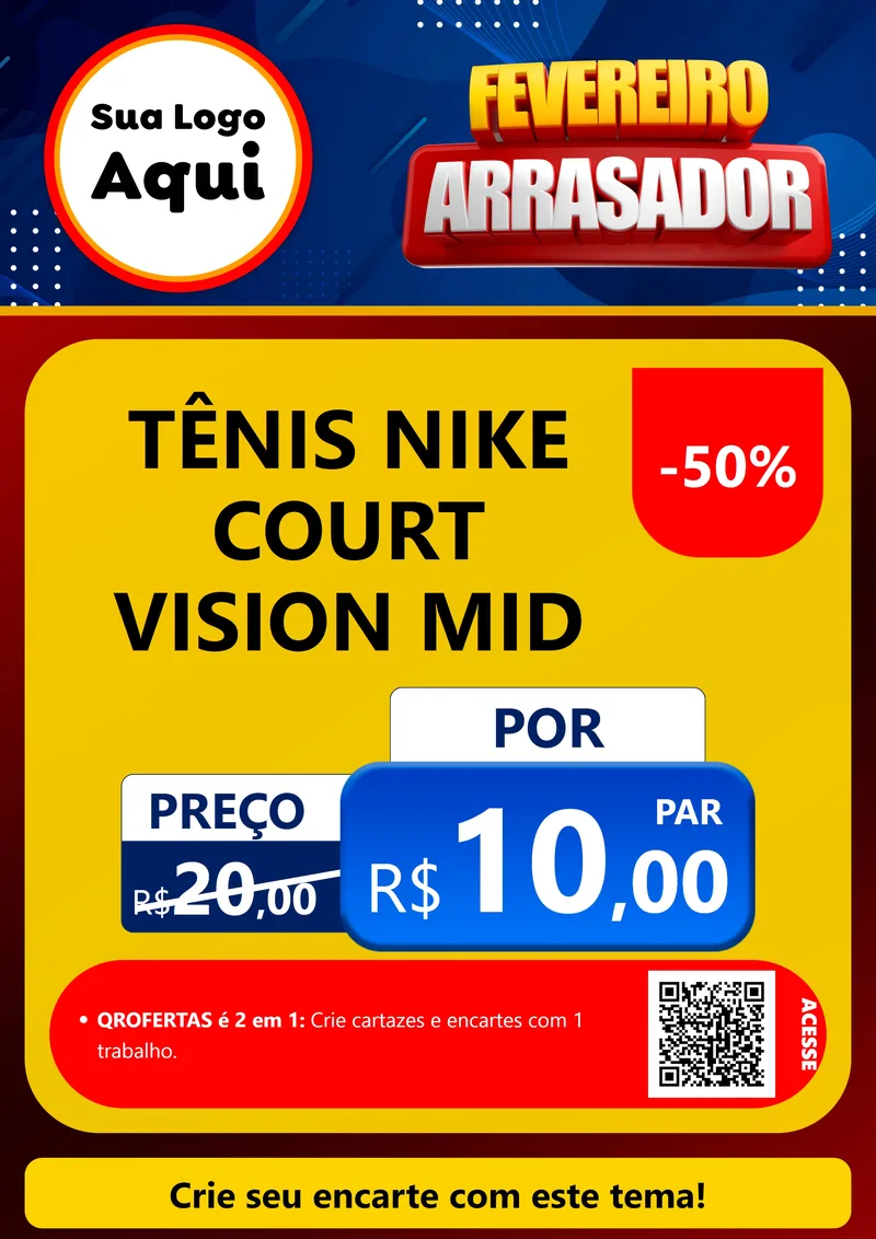 Modelo de Cartaz para Cartaz A4 Vertical com o tema Fevereiro Arrasador para Calçados